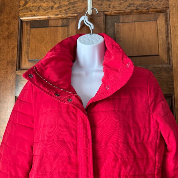 LOFT Red Puffer Jacket w/Zipper & Snap Close Medium - Picture 4 of 16